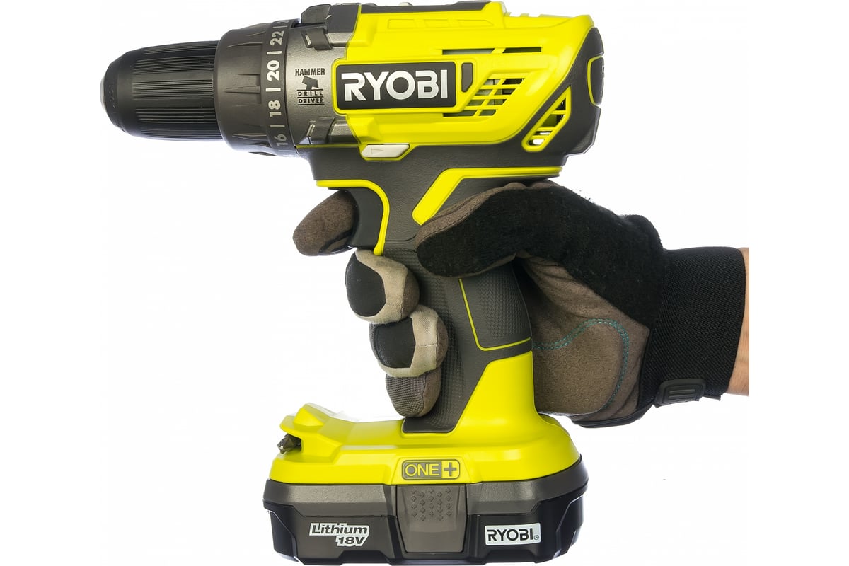 Аккумуляторная дрель-шуруповерт, ударная, ONE+,18В RYOBI R18PD3-213G