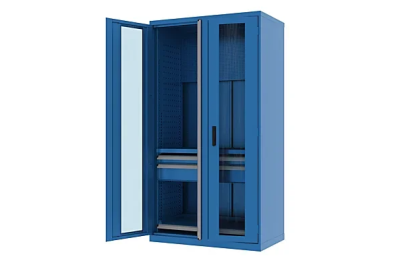 Шкаф металлический для инструмента двухсекционный, "Titan", дверца со стеклом, синий FERRUM 43.2202-5015