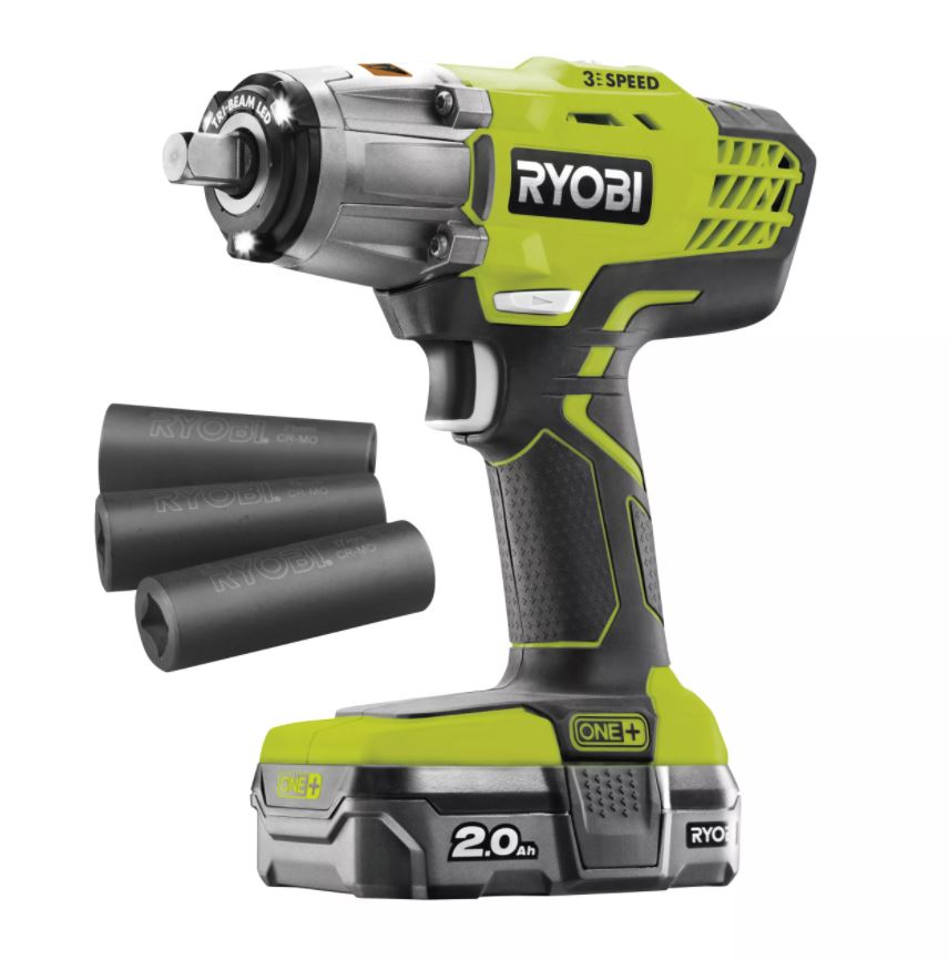 Гайковерт аккумуляторный ударный 1/2", 400Нм, 18 В, ONE+ RYOBI R18IW3-120S