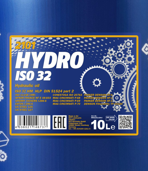 Масло гидравлическое Hydro ISO 32 2101, 10 л MANNOL 1487