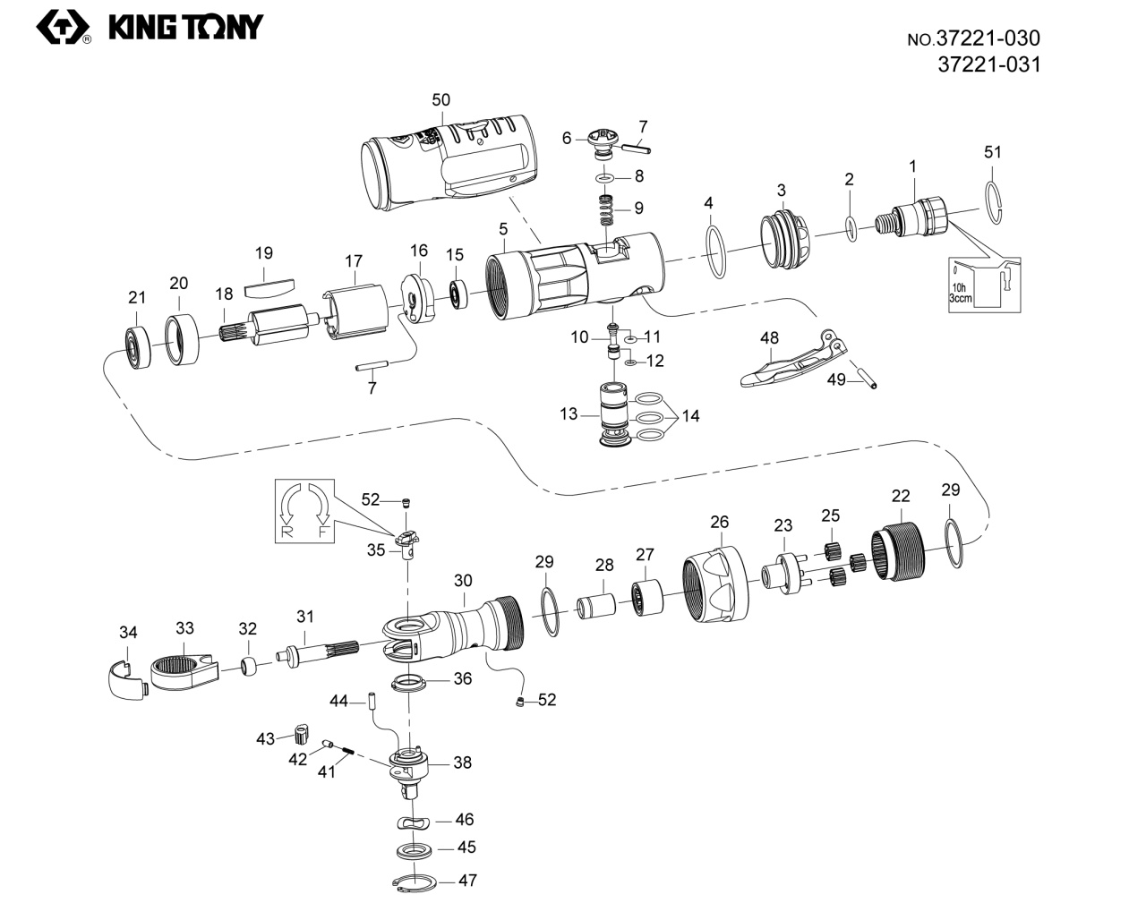 Ремкомплект для пневматической трещотки 37221, собачка KING TONY 37221-A43