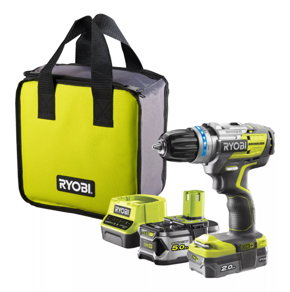 Аккумуляторная дрель-шуруповерт, ударная, ONE+,18В RYOBI R18PDBL-252S