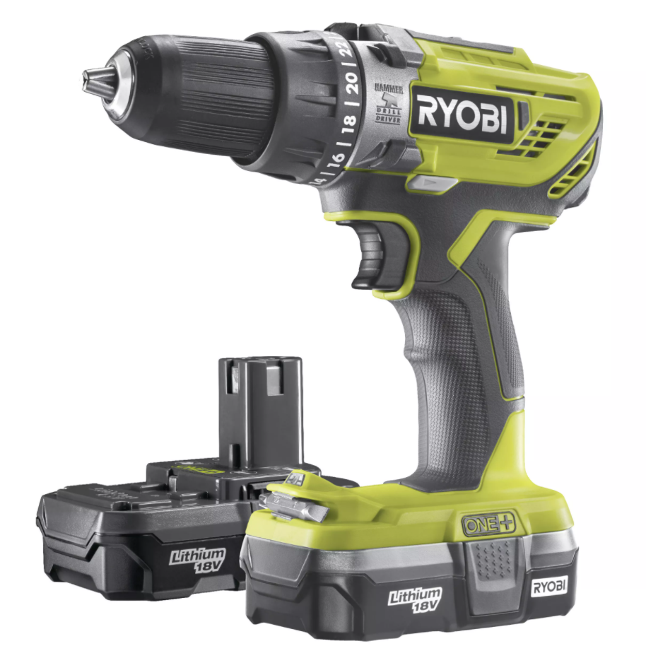 Аккумуляторная дрель-шуруповерт, ударная, ONE+,18В RYOBI R18PD3-213G