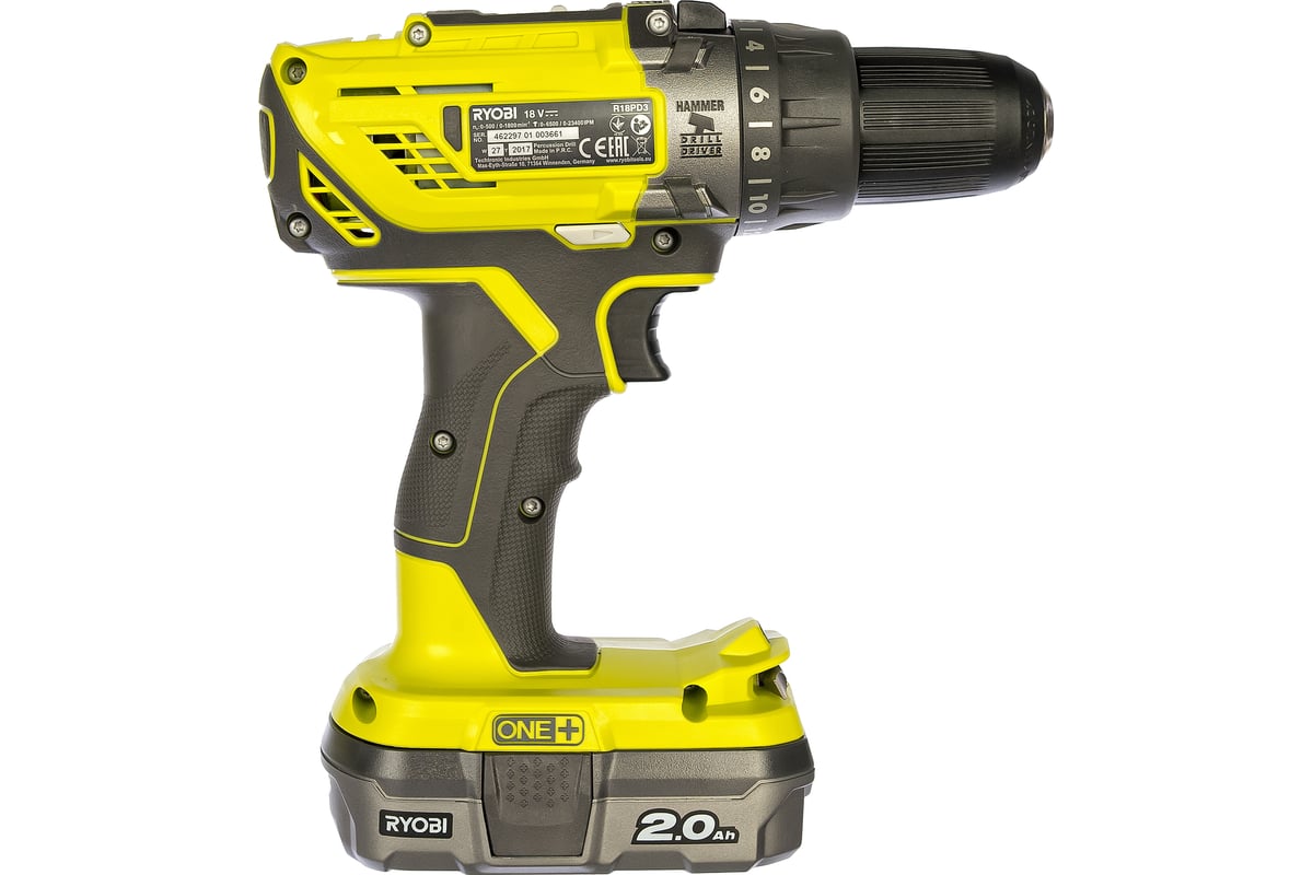 Аккумуляторная дрель-шуруповерт, ударная, ONE+,18В RYOBI R18PD3-220S