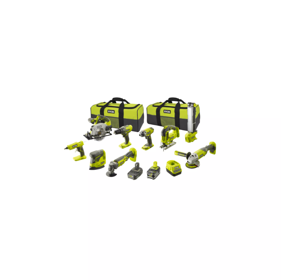 Набор аккумуляторного инструмента, 12 предметов RYOBI R18CK9-252S