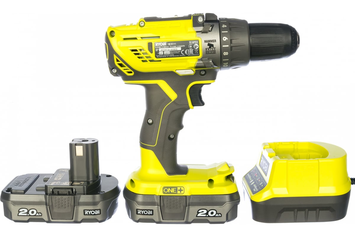 Аккумуляторная дрель-шуруповерт, ударная, ONE+,18В RYOBI R18PD3-220S