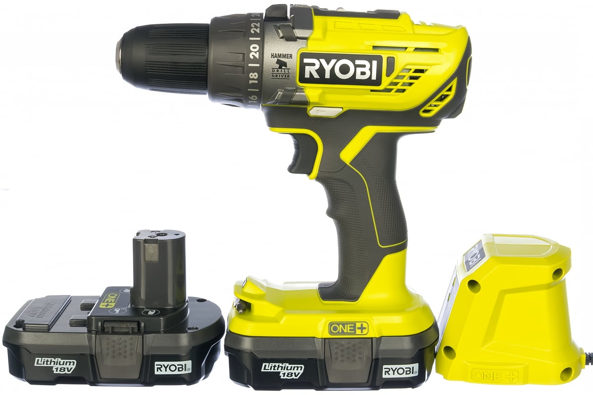 Аккумуляторная дрель-шуруповерт, ударная, ONE+,18В RYOBI R18PD3-213G