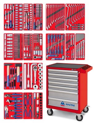 Набор инструментов "ЭКСПЕРТ" в красной тележке, 323 предмета МАСТАК 52-07323R