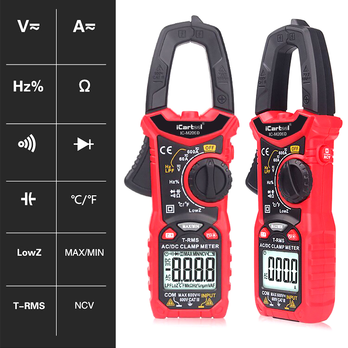 Клещи токоизмерительные AC/DC ICARTOOL IC-M206D