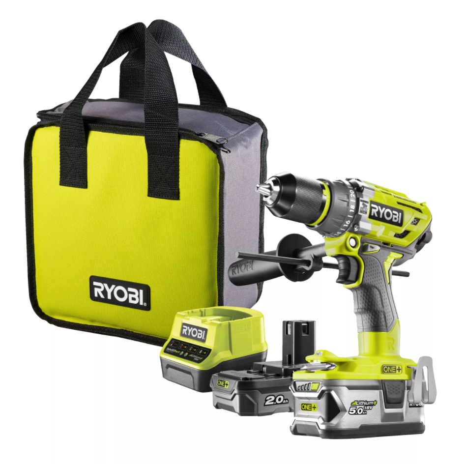 Аккумуляторная дрель-шуруповерт, ударная, ONE+,18В RYOBI R18PD7-252S