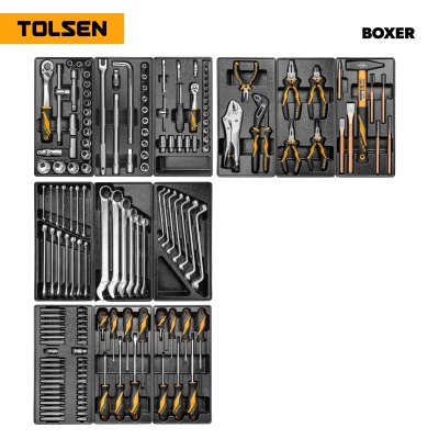 Набор инструментов "BOXER" для тележки, 12 ложементов, 157 предметов TOLSEN TT85415-157