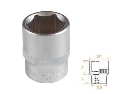 Головка торцевая стандартная шестигранная 3/8", 17 мм AFFIX AF00030017