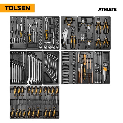 Набор инструментов "ATHLETE" для тележки, 15 ложементов, 189 предметов TOLSEN TT85412-189