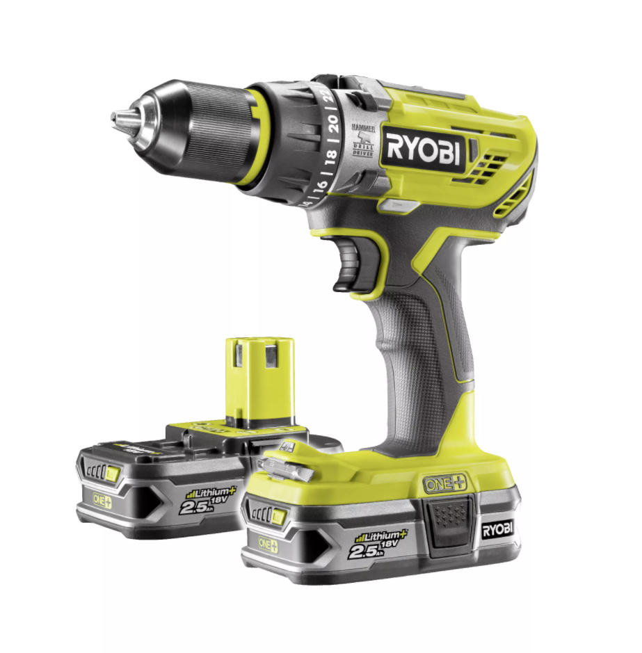 Аккумуляторная дрель-шуруповерт, ударная, ONE+,18В RYOBI R18PD31-225S