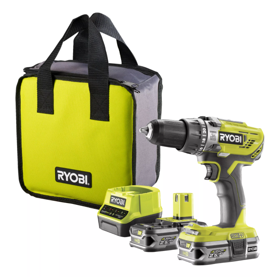 Аккумуляторная дрель-шуруповерт, ударная, ONE+,18В RYOBI R18PD3-225S