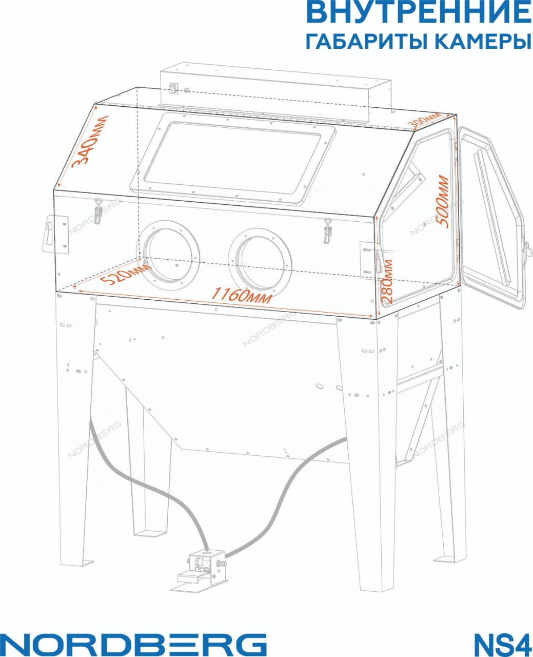 Камера пескоструйная 420 л NORDBERG NS4