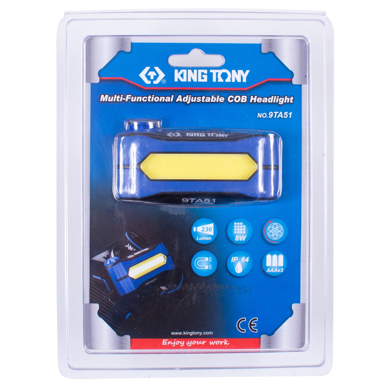 Фонарь светодиодный, налобный, 1 Led COB KING TONY 9TA51